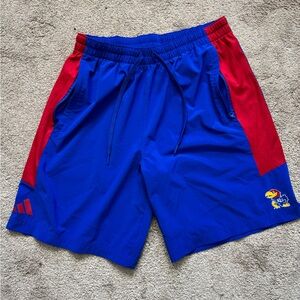 #334 KANSAS UNIVERSITY(JAYHAWKS) Adidas shorts Adidas Men's Blue and Red.